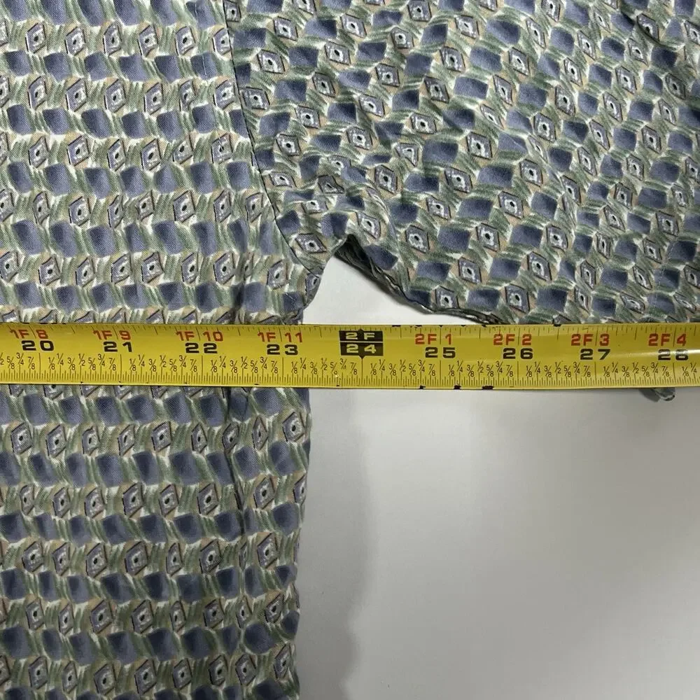 Pierre‎ Cardin Men's Green/Blue/Beige Geometric Woven Cotton Button-Up SS L 48